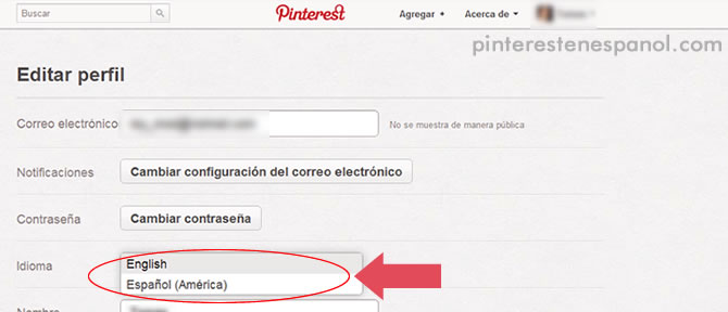 Pinterest traducido al Español - Configuracion!
